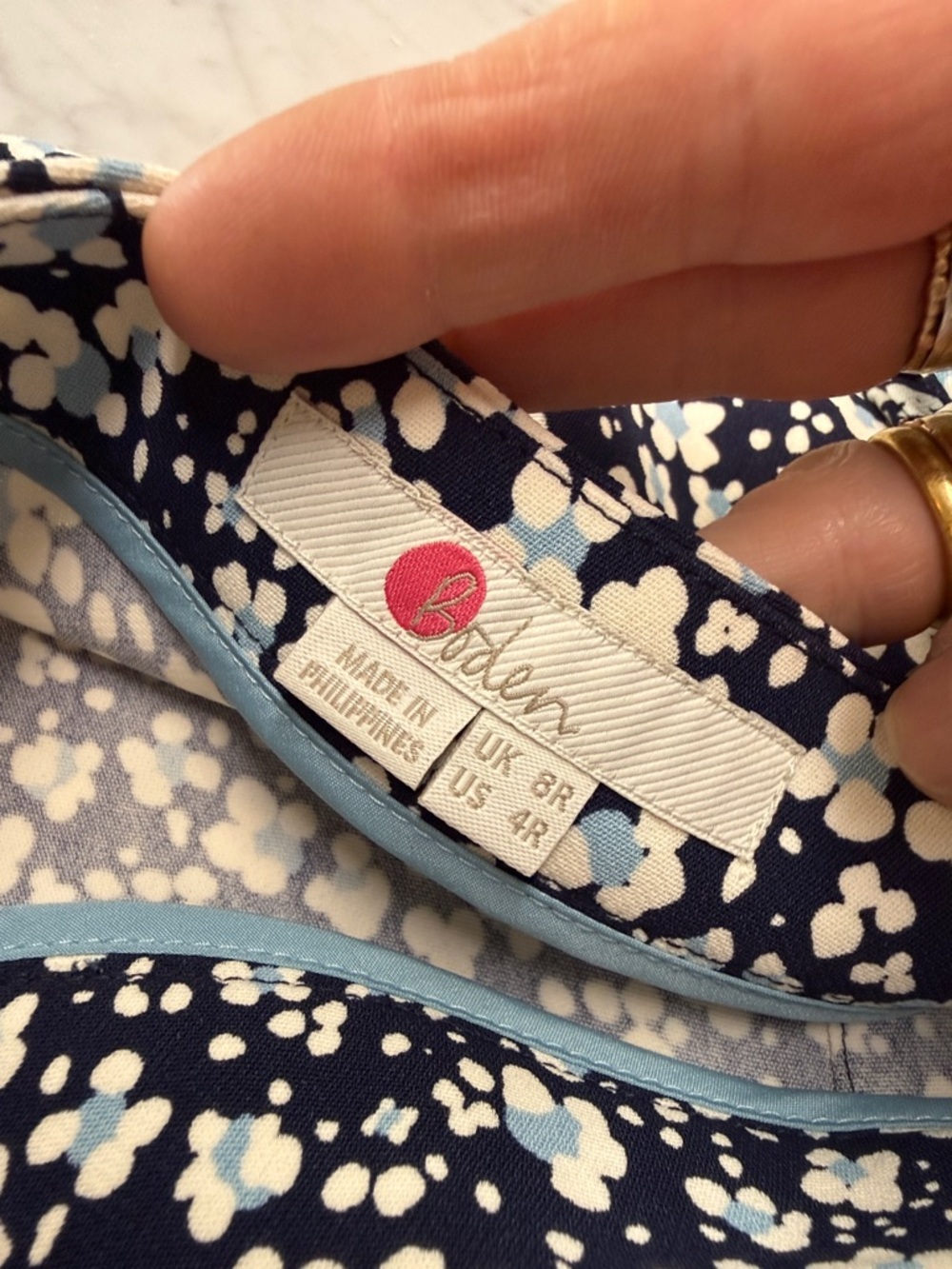 Boden Black & Blue Floral Midi Skirt with Pockets Size 4R - Picture 6 of 8